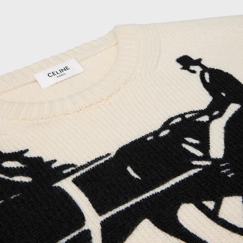 crewneck sweater IN cashmere - WHITE/BLACK 1 -  - 1 | CELINE