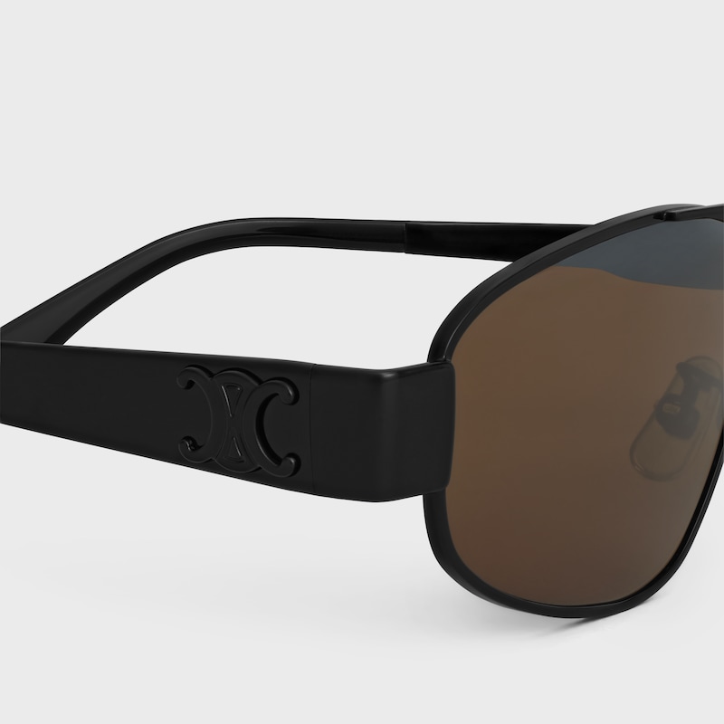 Triomphe Metal 03 Sunglasses in Metal - BLACK / BROWN -  - 1 | CELINE