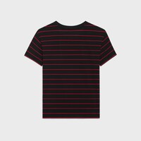 เสื้อยืดทรียงฟ์ ผ้าเจอร์ซีย์ลายทาง - สีดำ/สีแดง/สีเอครู -  - 2 | CELINE