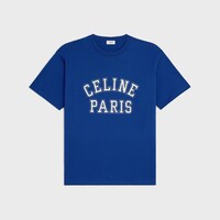 루즈 티셔츠 - 코튼 저지 - 블루 플래그/에크루 -  - 1 | CELINE