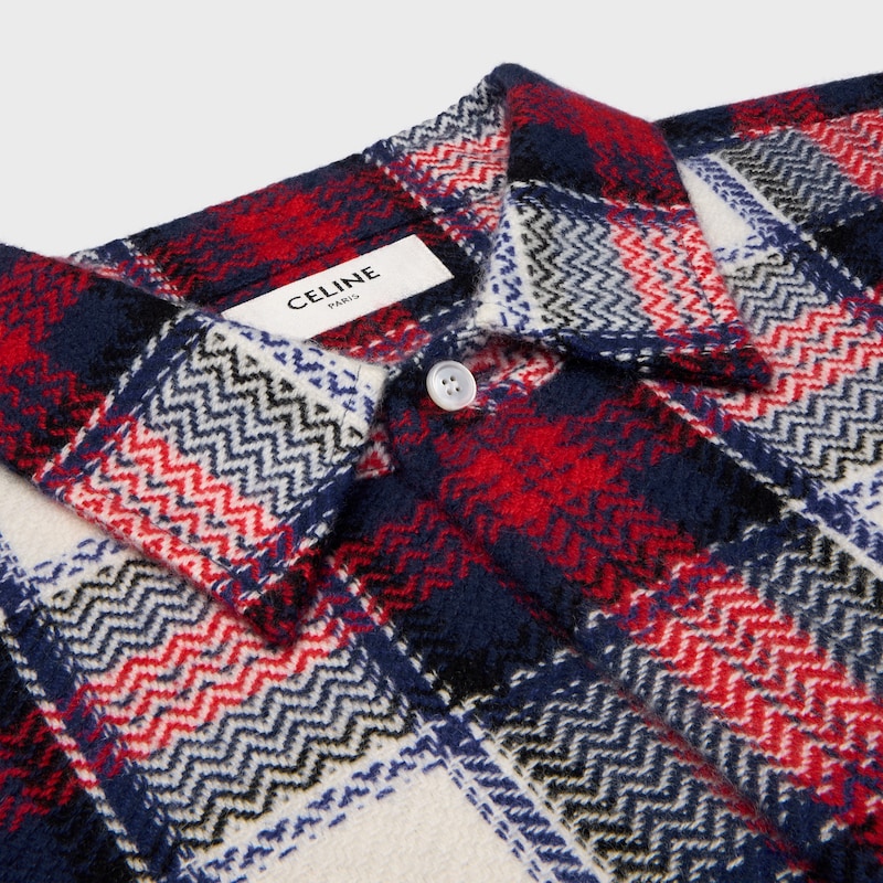 overshirt IN checked cashmere - BLACK/RED/WHITE -  - 1 | CELINE