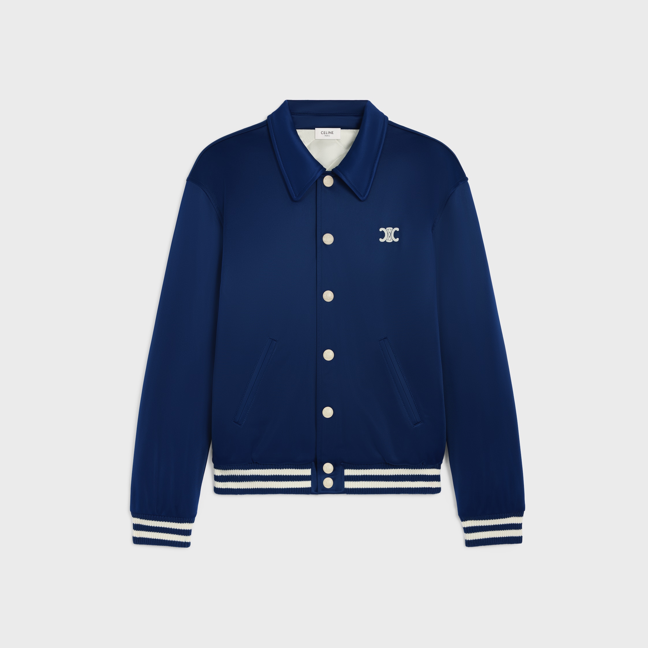 かめ　CELINE 22SS SOUVENIR TEDDY JACKET Celine Teddy Jacket Souvenir In Satin With Artist Print