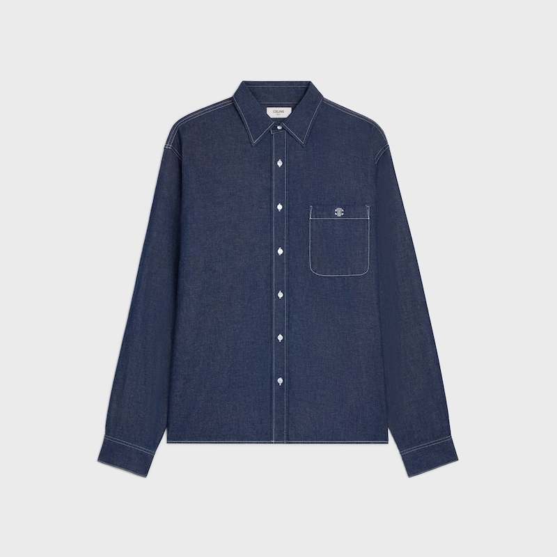 宽大型衬衫 - DARK水洗色 -  - 1 | CELINE