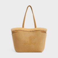MEDIUM CABAS ANAÏS CUIR TRIOMPHE in SUEDE CALFSKIN AND SHEARLING - NATURAL - HOBO AND TOTE BAGS - 1 | CELINE