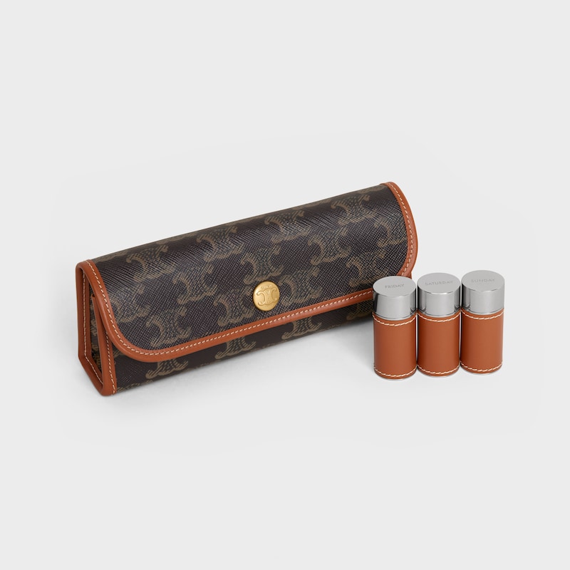 Pill Box in triomphe canvas - TAN - BEAUTY ACCESSORIES - 1 | CELINE