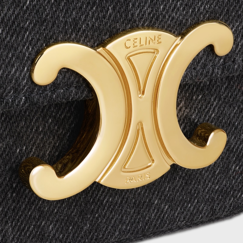 MINI CHAIN CLAUDE IN Denim & Calfskin - DARK GREY - MORE LINES - 1 | CELINE