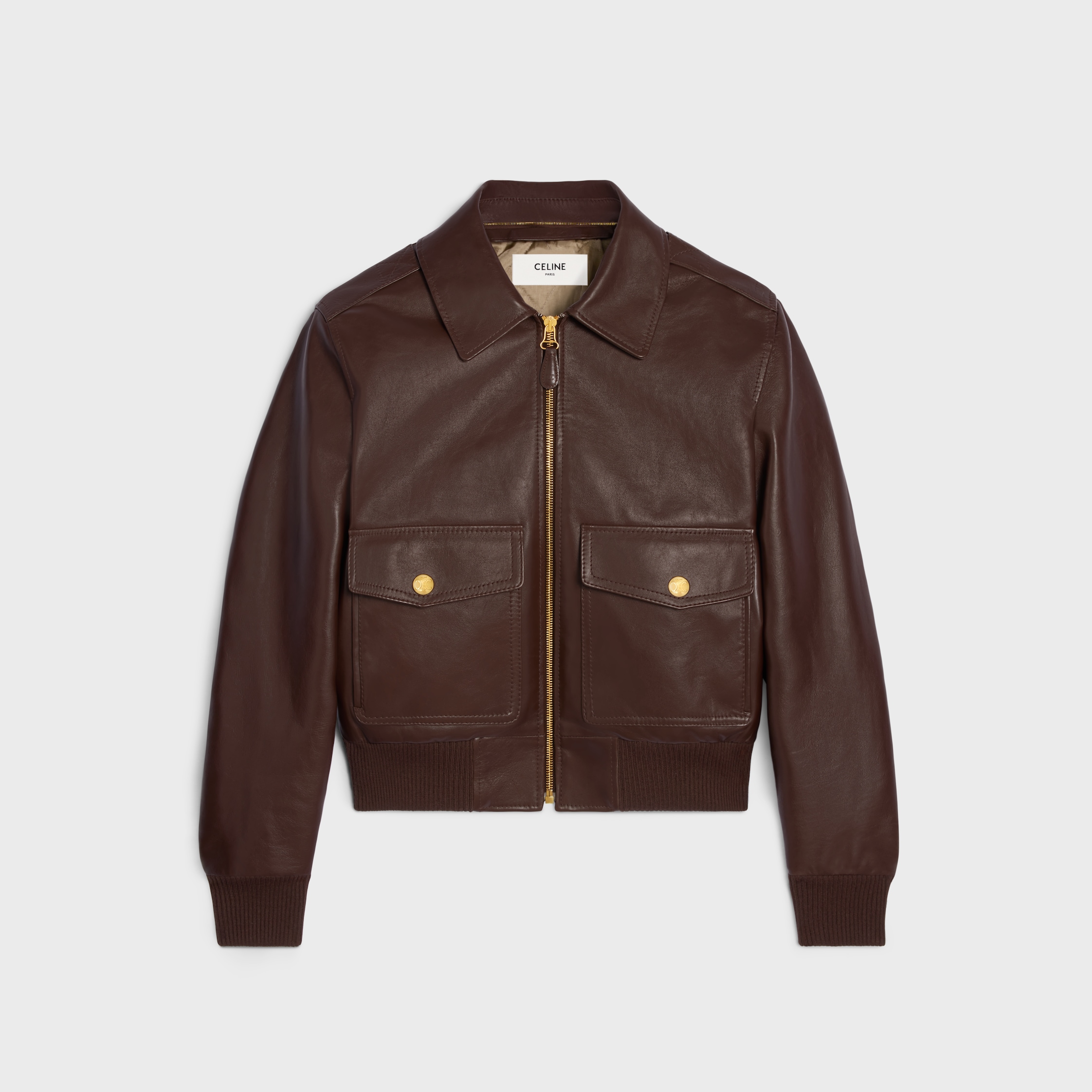 aviator blouson jacket IN calfskin - CHOCOLATE/DARK BROWN | CELINE