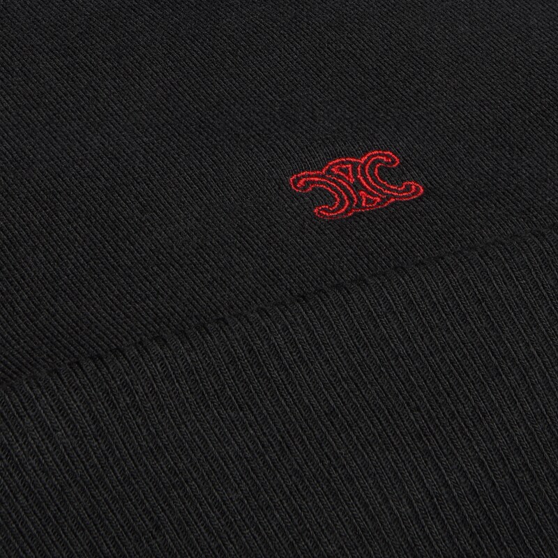 Kurz geschnittener Hoodie AUS Baumwollfleece - SCHWARZ/ROUGE CERISE -  - 1 | CELINE