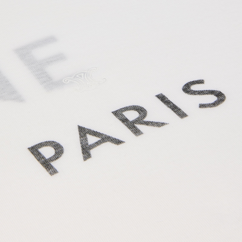 Camiseta dupla em jersey de algodão fino - OFF WHITE / PRETO - - 1 | CELINE