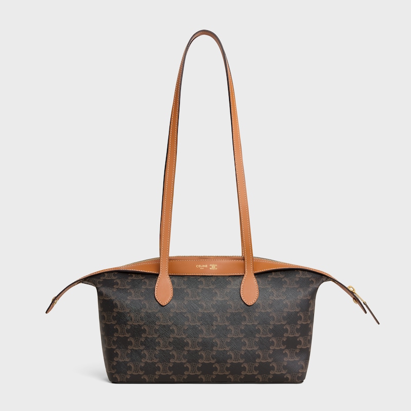 SMALL DUFFLE BAG IN TRIOMPHE CANVAS AND NATURAL CALFSKIN - MIEL - TRIOMPHE CANVAS - 1 | CELINE