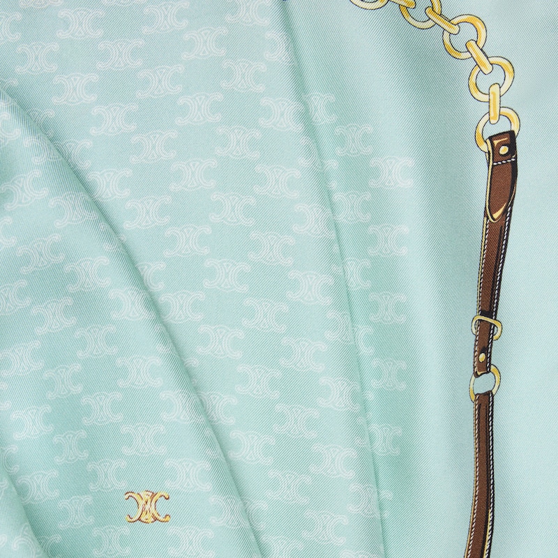 bandana IN heritage silk twill - POWDER BLUE/ WHITE/ BROWN -  - 1 | CELINE