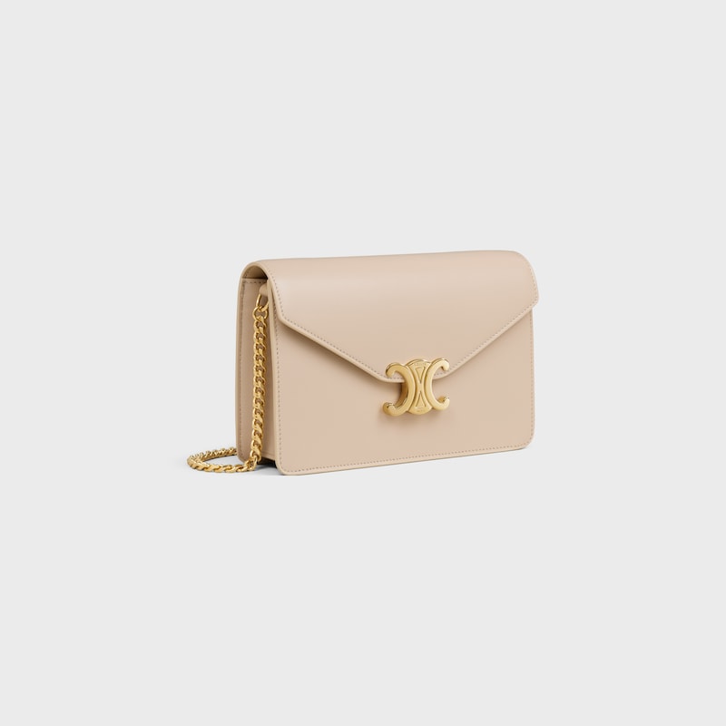 WALLET ON CHAIN MARGO in Shiny calfskin - NUDE - WALLETS ON CHAIN - 1 | CELINE