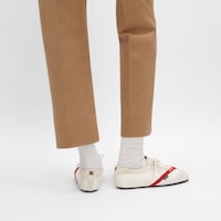 DER FLAT SNEAKER AUS GROSGRAIN, SAMT, ZIEGENWILDLEDER UND LAMMLEDER - WEISS / ROT -  - 2 | CELINE
