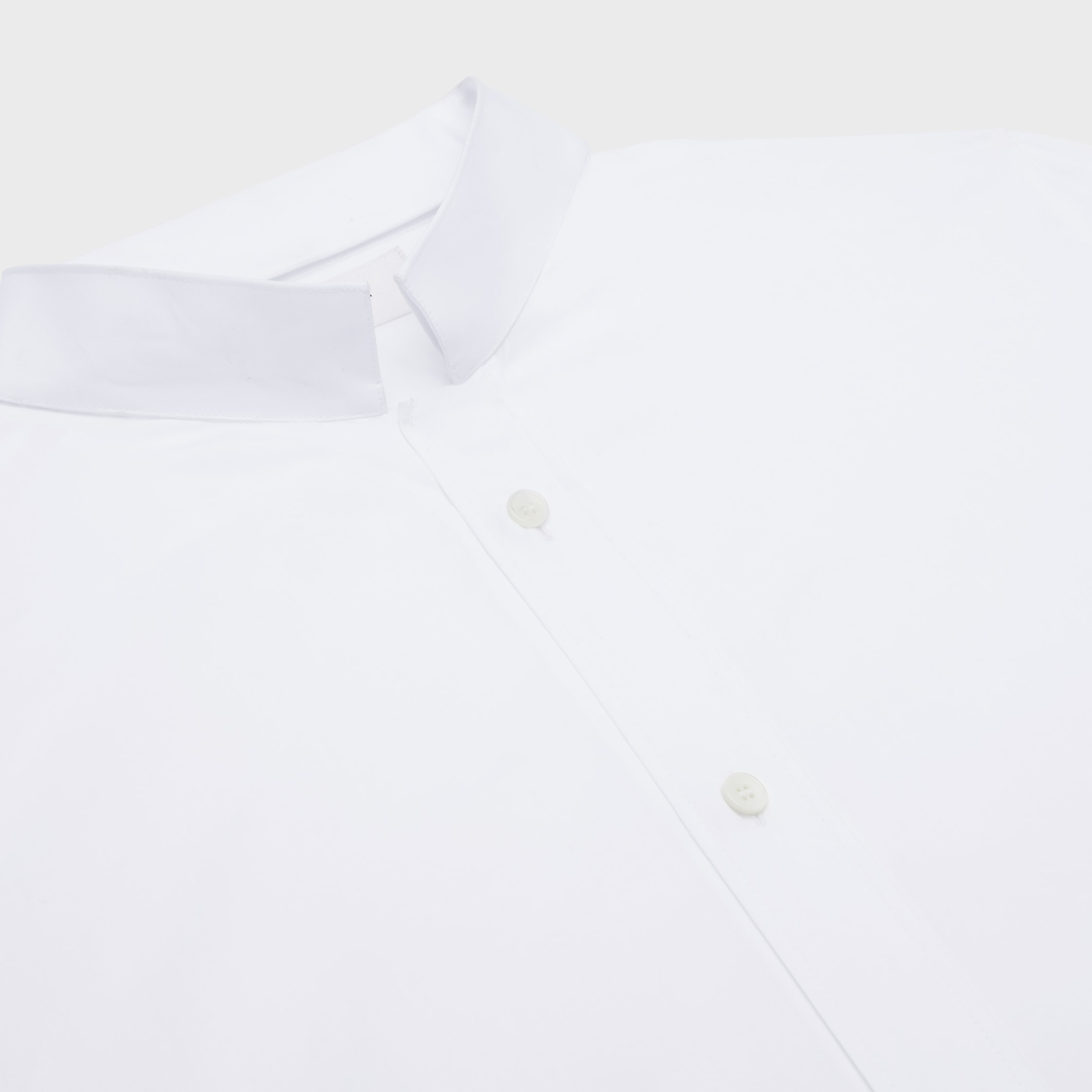 loose shirt with inverted collar in cotton poplin - WHITE