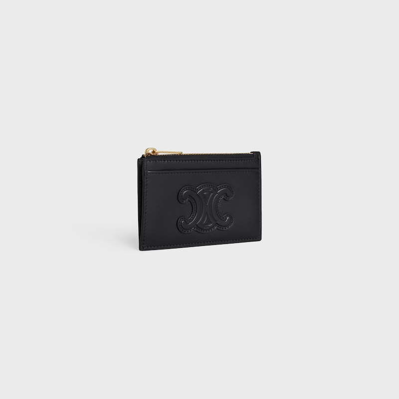 Zipped Card Holder Cuir Triomphe IN SHINY CALFSKIN - BLACK - GIFT FINDER - 1 | CELINE
