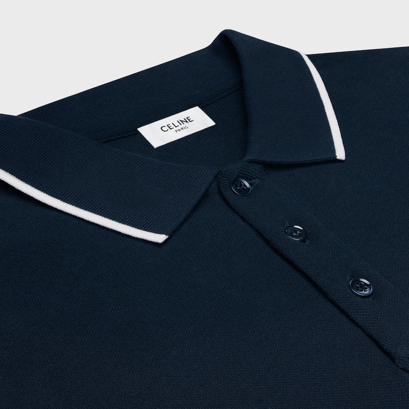 classic polo shirt in cotton piqu&eacute; - NAVY/OFF WHITE -  - 1 | CELINE