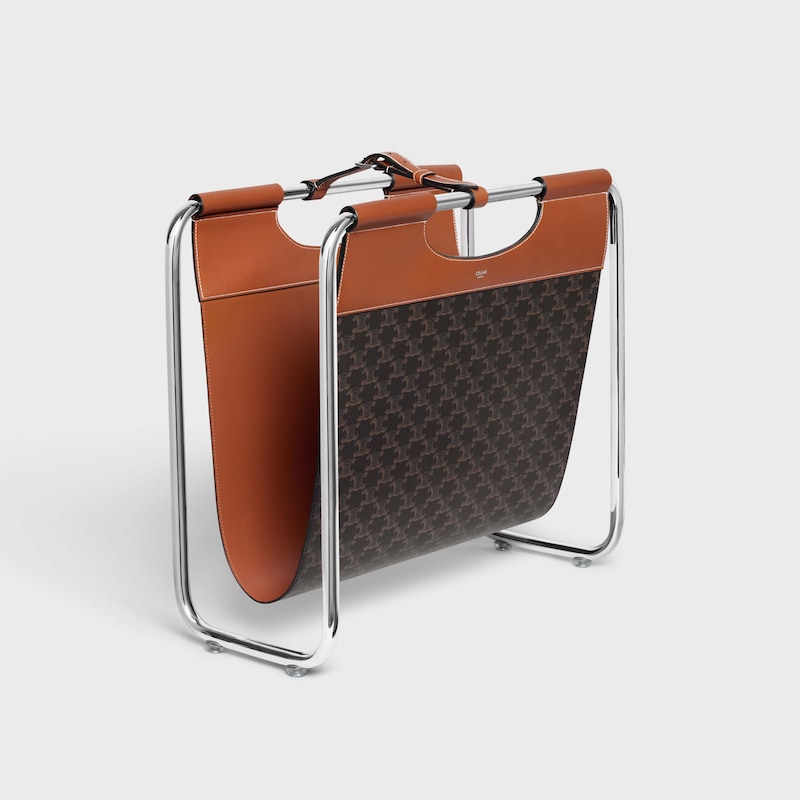 Zeitschriftenständer aus Triomphe Canvas und Aluminium - TAN - CELINE MAISON - 1 | CELINE