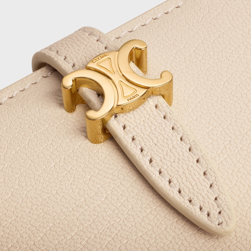 BI-FOLD CARD HOLDER TRIOMPHE PONTET IN GOATSKIN - CREAM - NEW - 1 | CELINE