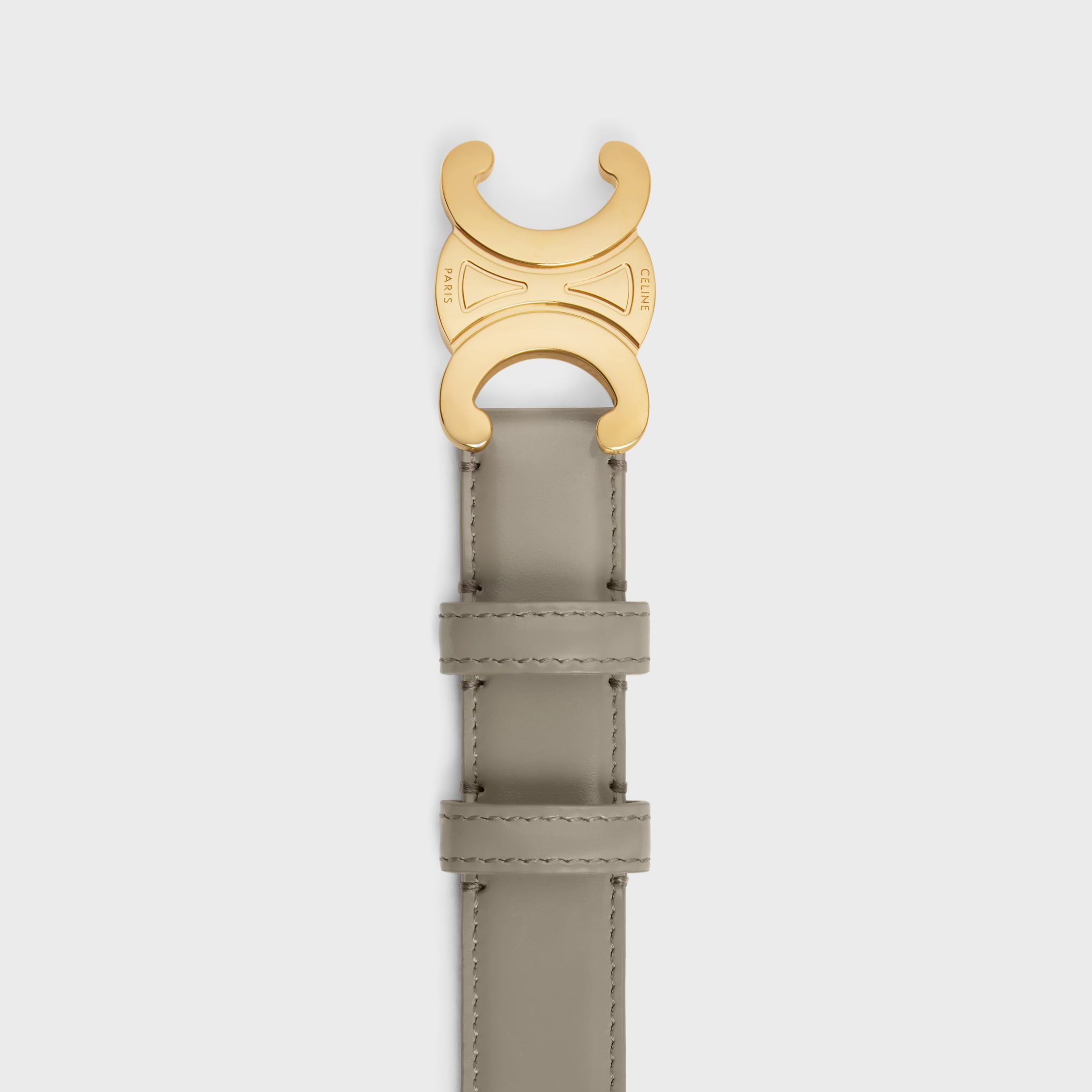Medium 25MM Triomphe Belt in Taurillon Leather - PEBBLE | CELINE