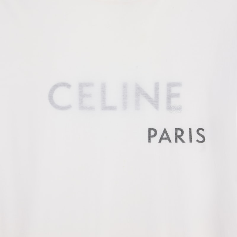 Camiseta dupla em jersey de algodão fino - OFF WHITE / PRETO - - 1 | CELINE