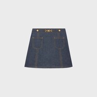 trapeze mini skirt in raw wash denim - RAW WASH -  - 1 | CELINE