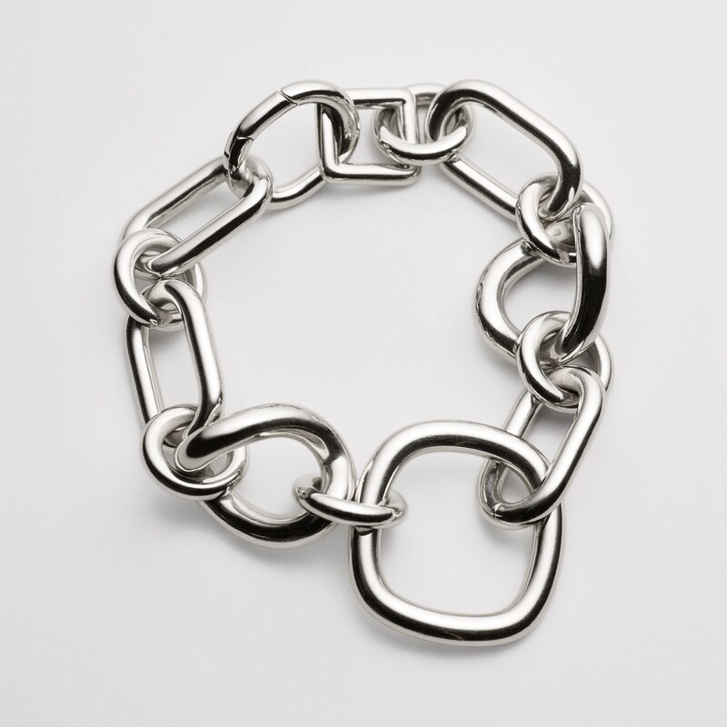 CHARMS MODERN THIN GOURMETTE IN BRASS WITH RHODIUM FINISH - SILVER -  - 1 | CELINE