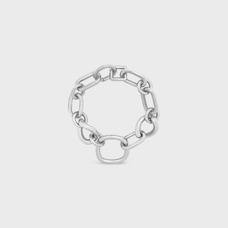 Celine Charms Modern Thin Gourmette in Brass with Rhodium Finish - SILVER -  - 1 | CELINE