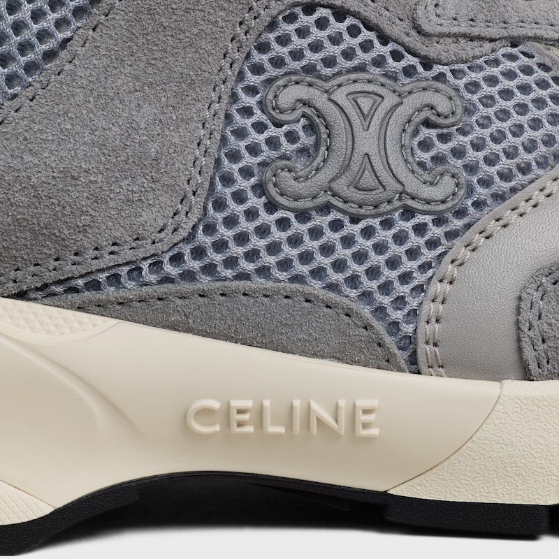 RUNNER SNEAKER IN CALFSKIN, SUEDE CALFSKIN AND MESH - GREY / ECRU -  - 1 | CELINE