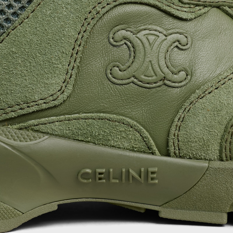 RUNNER SNEAKER IN CALFSKIN, SUEDE CALFSKIN AND MESH - KHAKI -  - 1 | CELINE