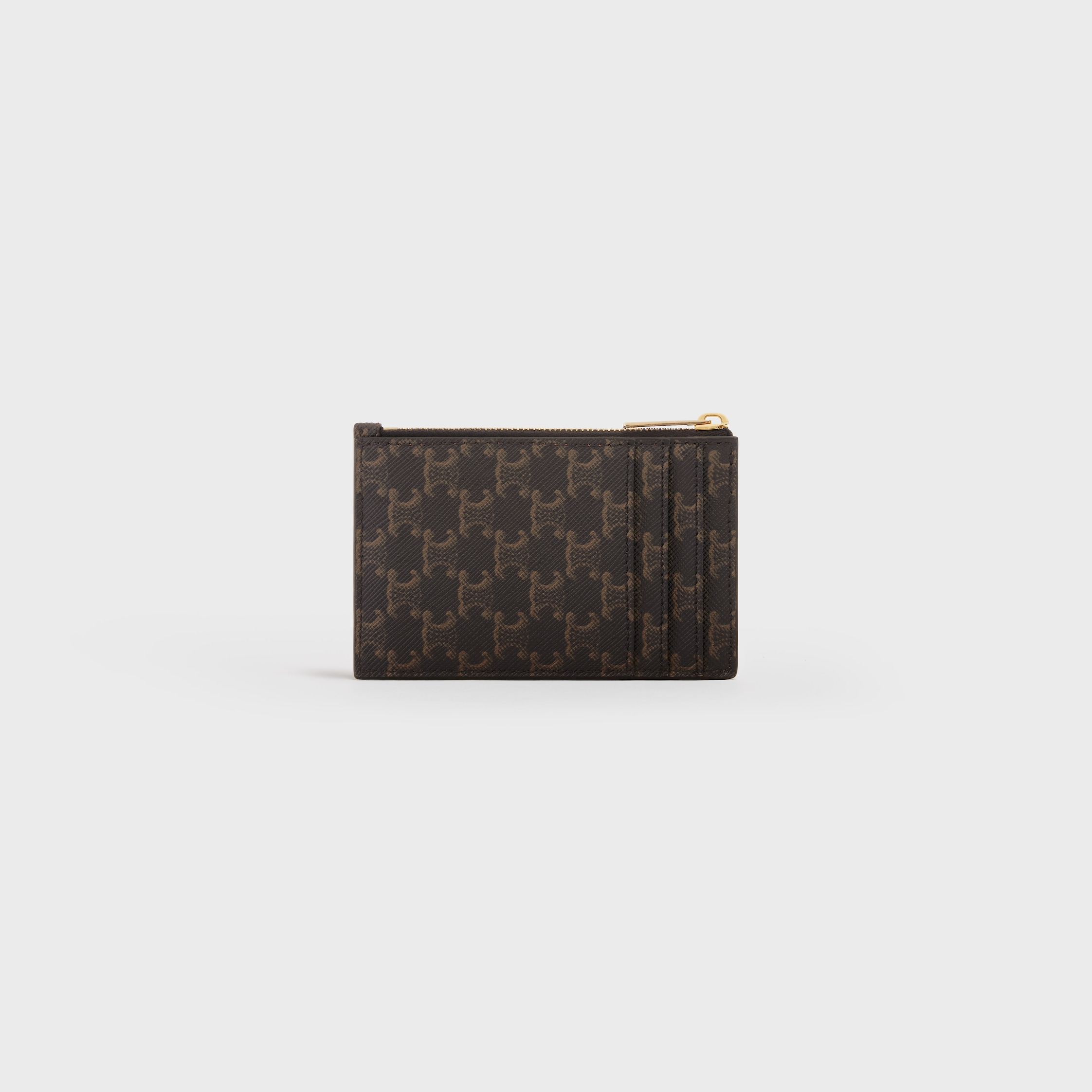 ZIPPED CARD HOLDER IN TRIOMPHE CANVAS AND LAMBSKIN - TAN