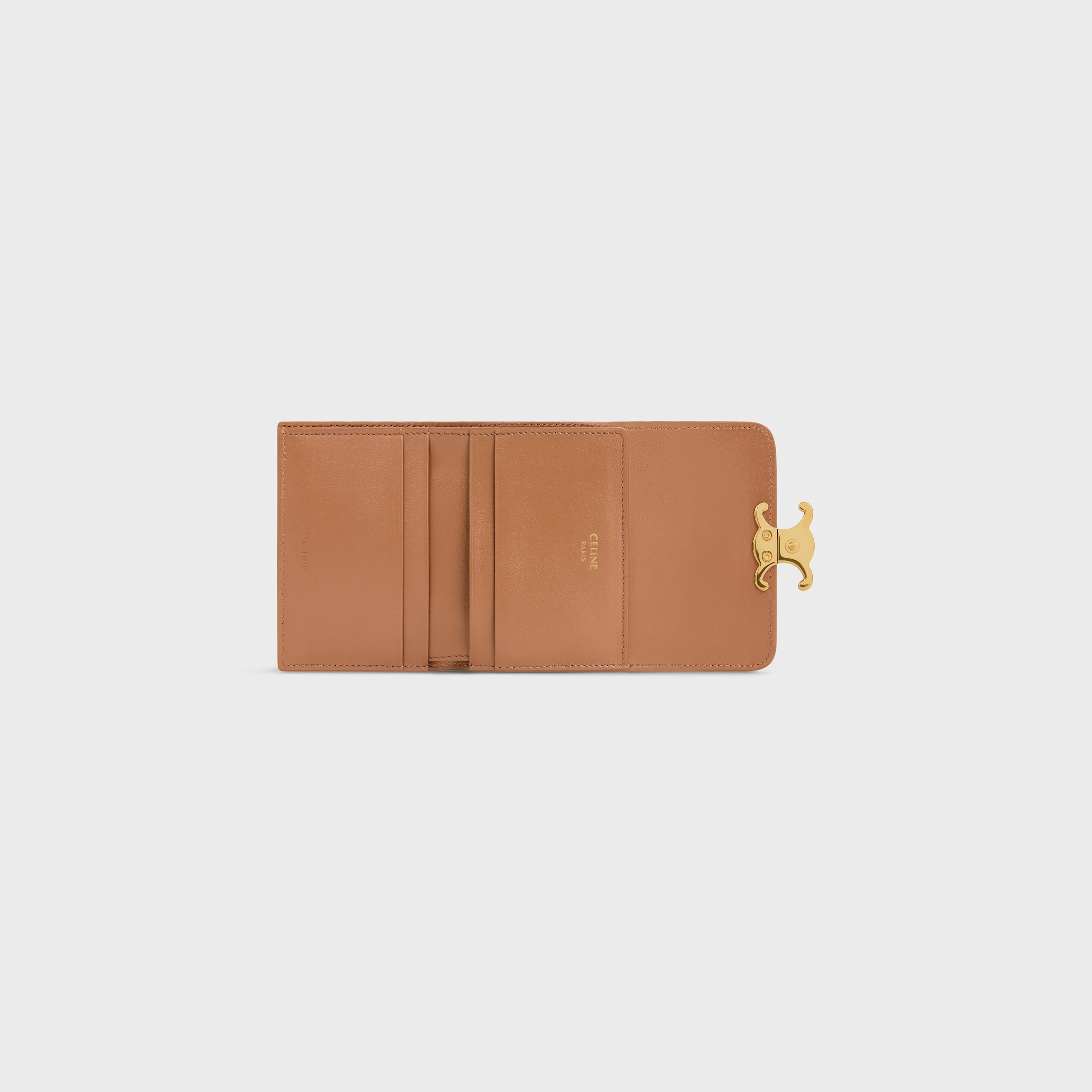 [CELINE] セリーヌ COMPACT WALLET WITH COIN COMPACT WALLET WITH COIN TRIOMPHE IN Shiny calfskin - BLACK