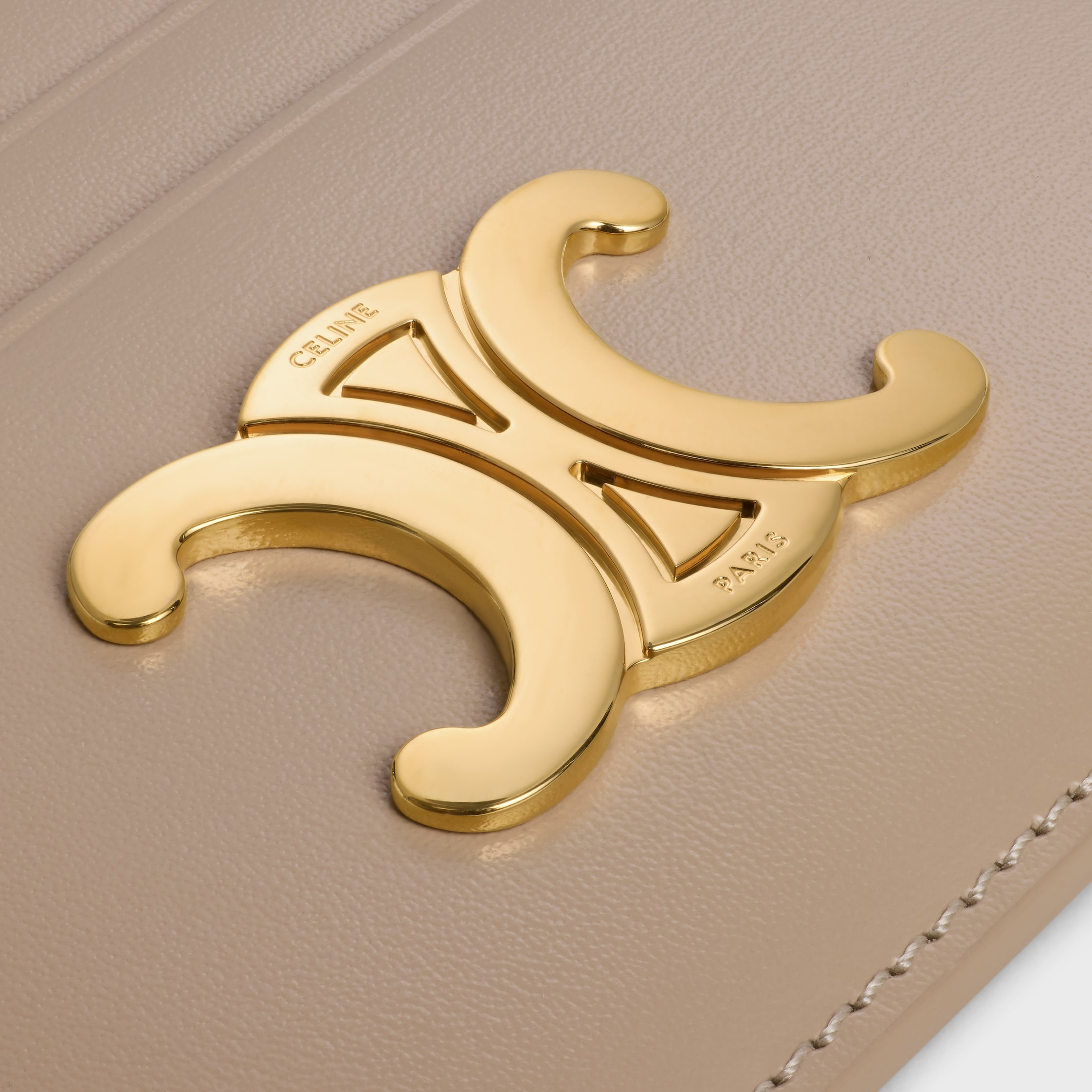 CARD HOLDER TRIOMPHE IN Shiny calfskin - SAFARI | CELINE