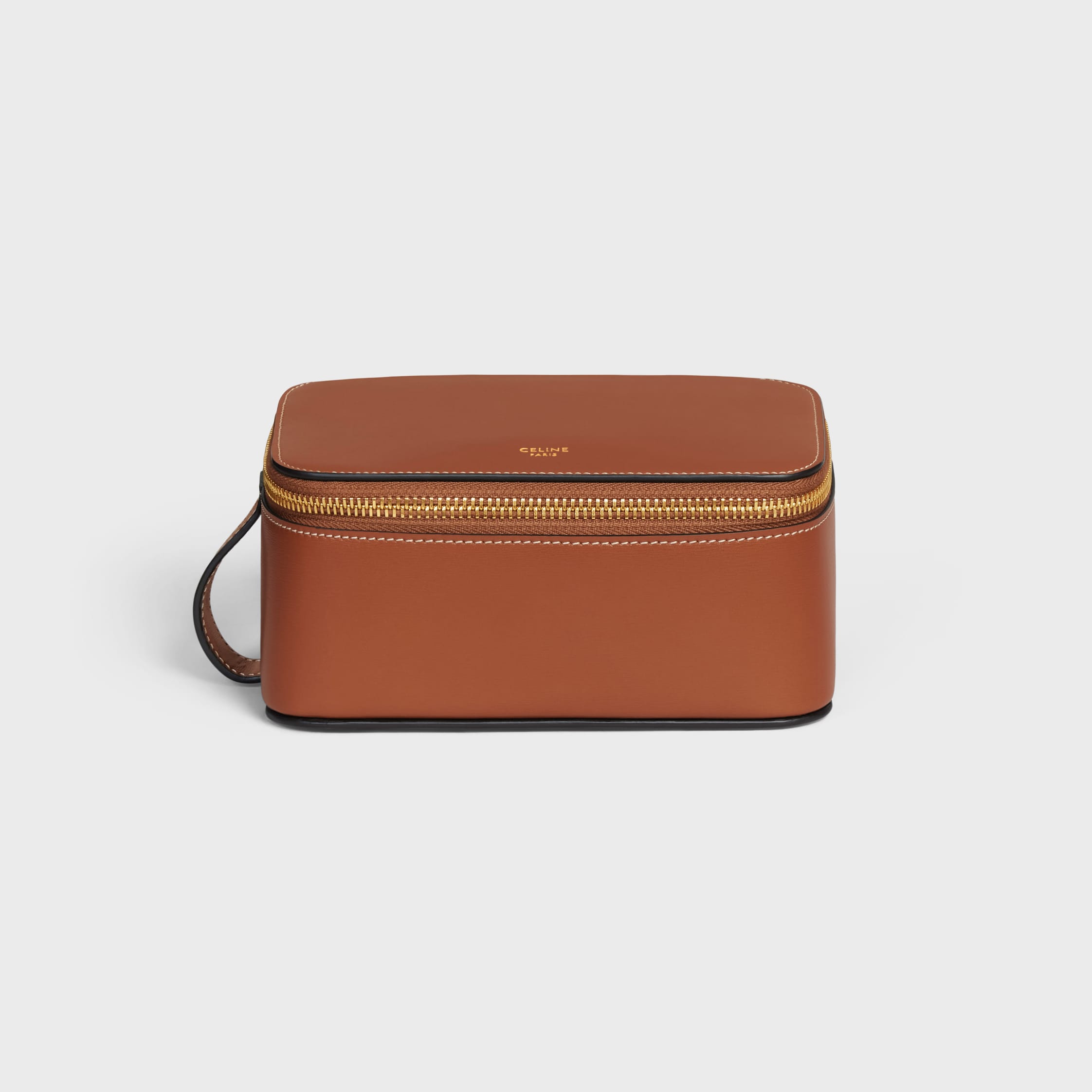 セリーヌ フォンケース タン CELINE Triomphe Canvas Lambskin Phone Pouch With Flap White