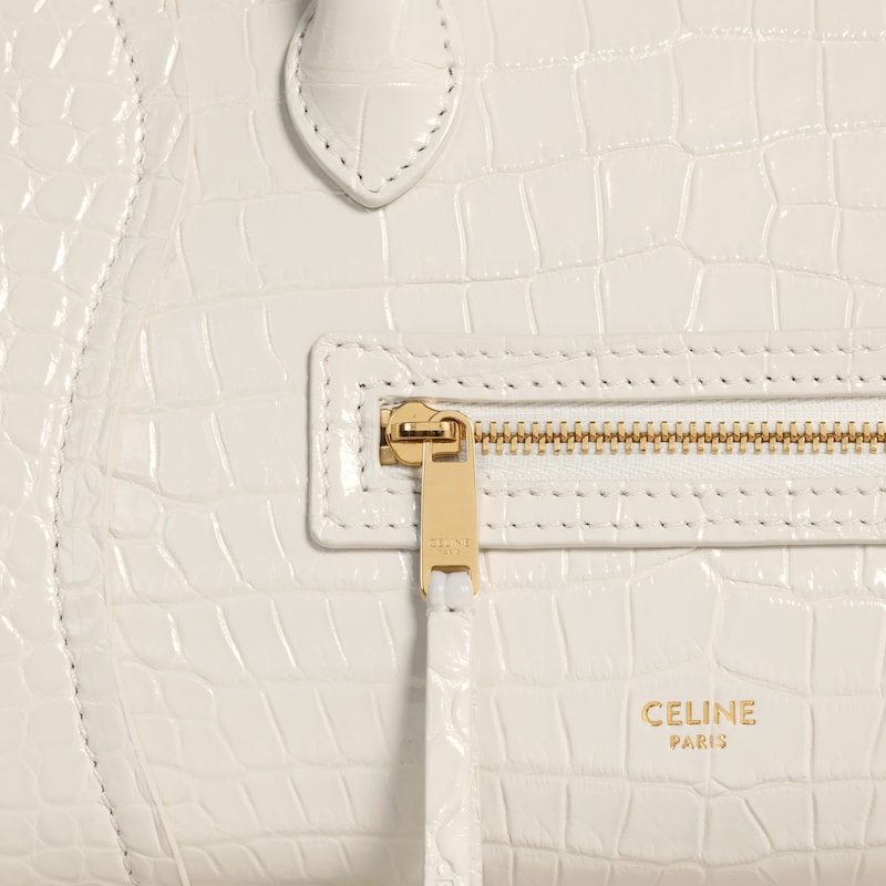LITTLE LUGGAGE IN POROSUS CROCODILE - WHITE COTTON - LUGGAGE - 1 | CELINE