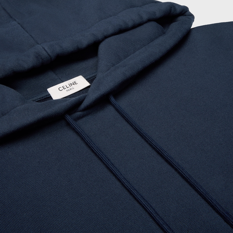 HOODIE IN cotton fleece - WASHED NAVY / YELLOW -  - 1 | CELINE
