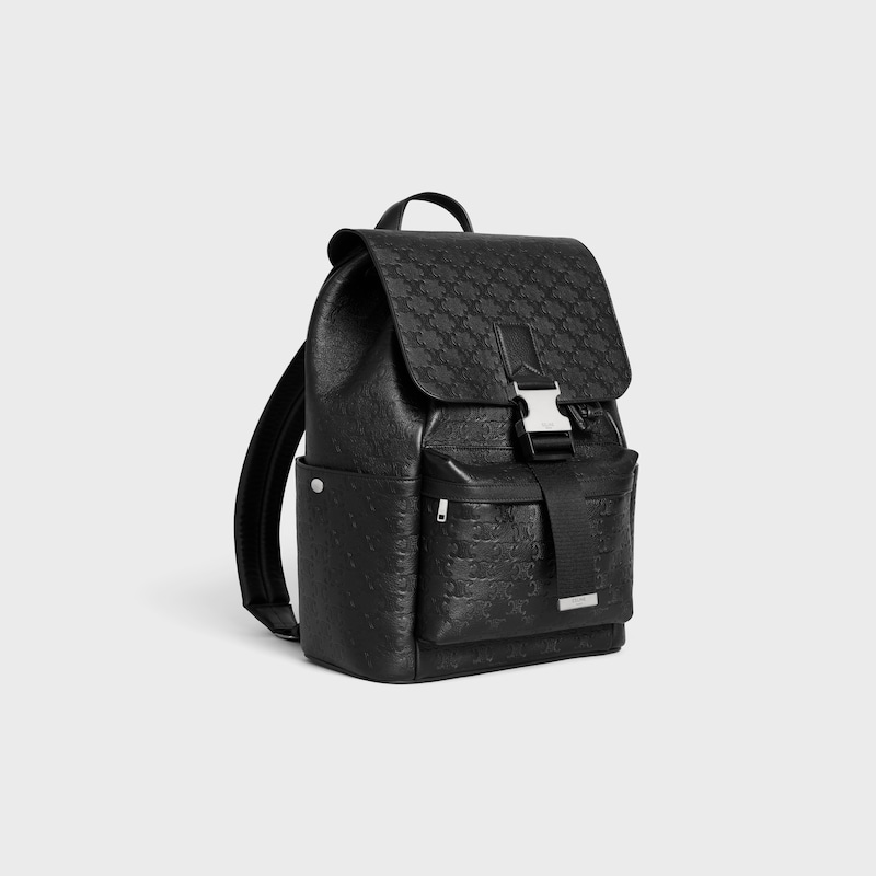 BACKPACK IN CALFSKIN WITH TRIOMPHE EMBOSSED - BLACK - BACKPACKS - 1 | CELINE
