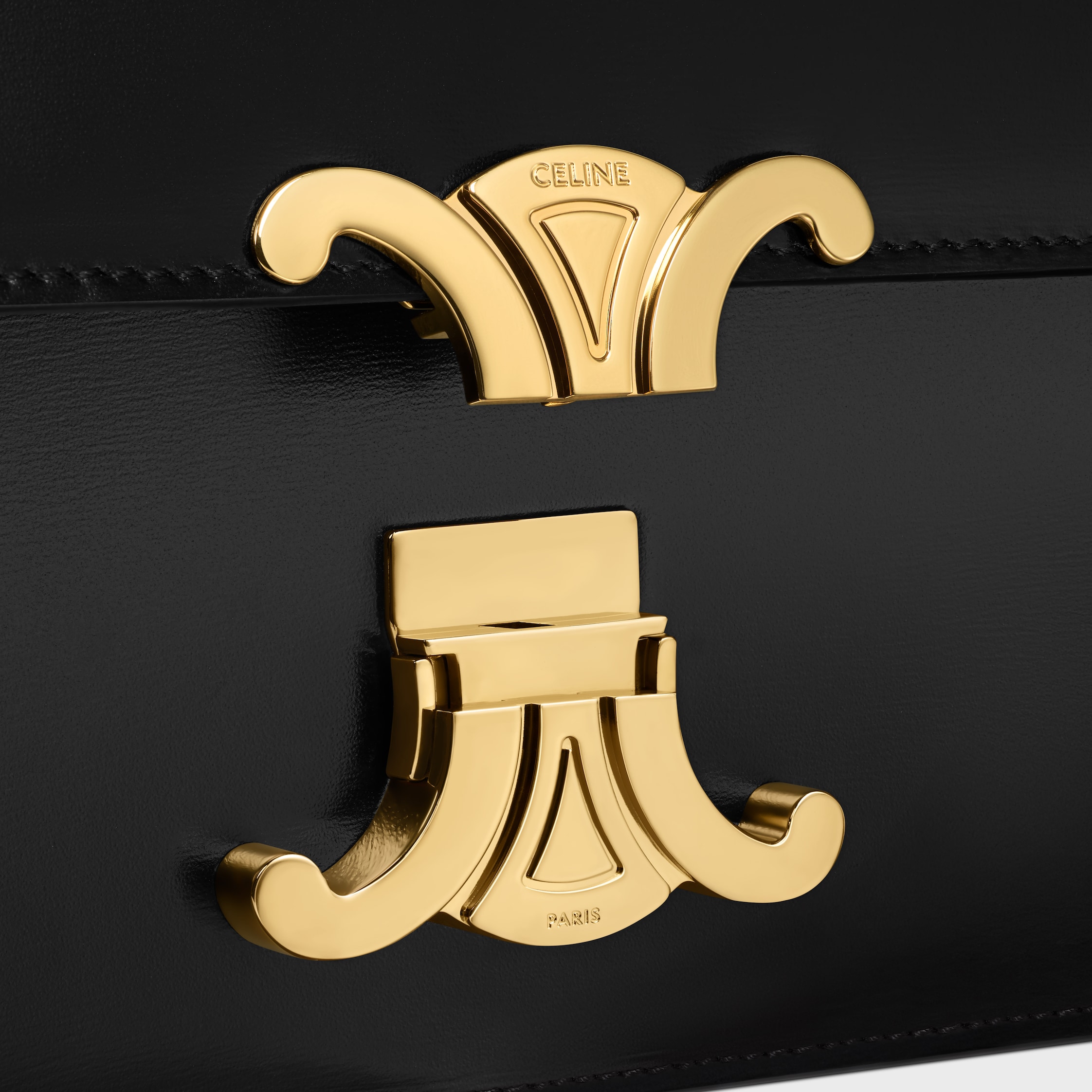BOLSA TRIOMPHE FOLIO MÉDIA EM COURO DE BEZERRO BRILHANTE - PRETO