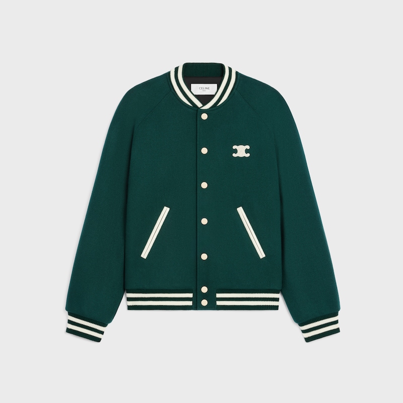 TRIOMPHE纹理羊毛棒球夹克 - VERT SAPIN -  - 1 | CELINE