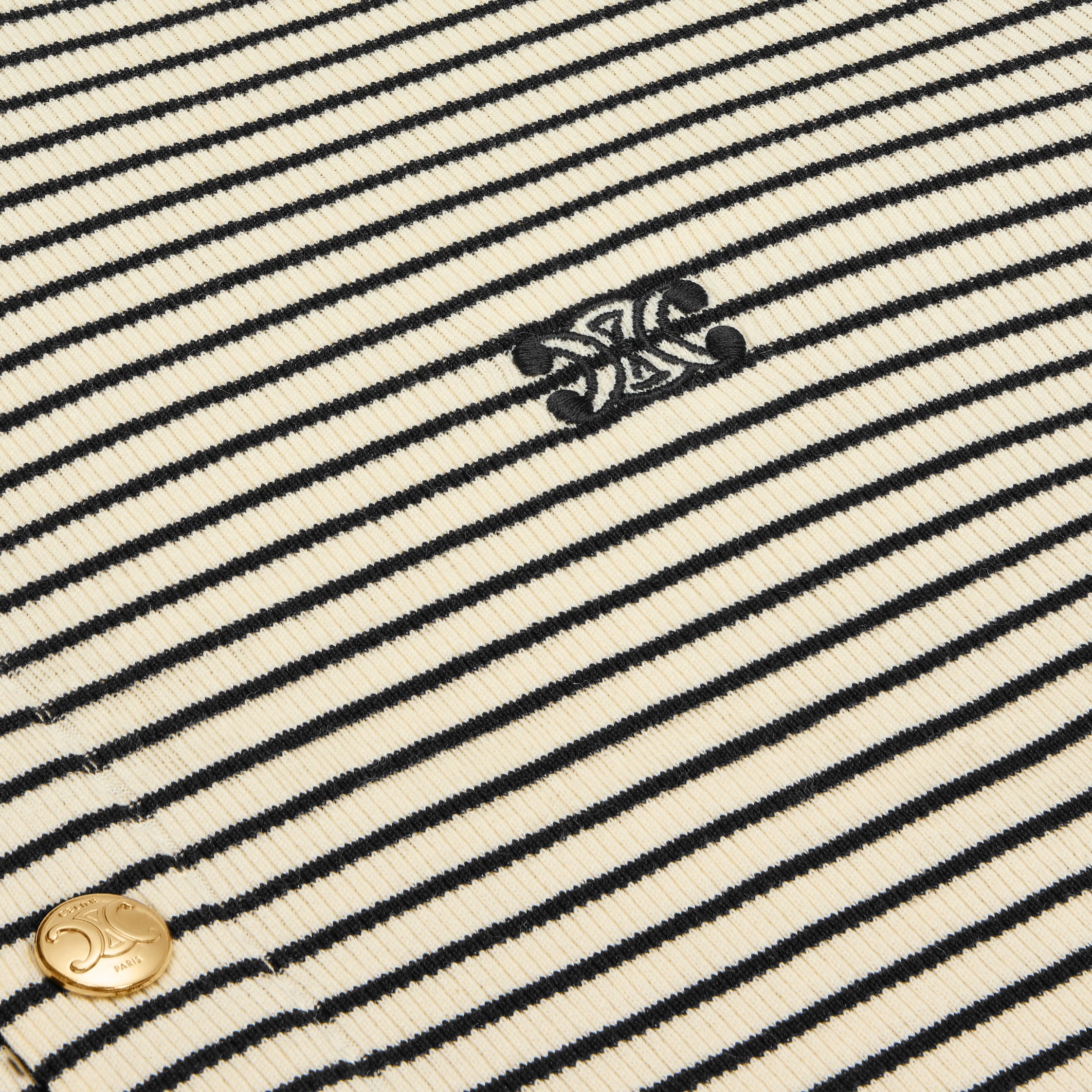 triomphe t-shirt in striped cotton - CREAM / BLACK | CELINE