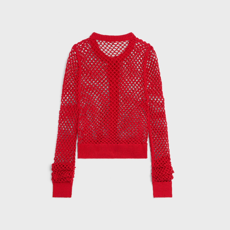 cardigan crochet coton - ROUGE VIF -  - 1 | CELINE