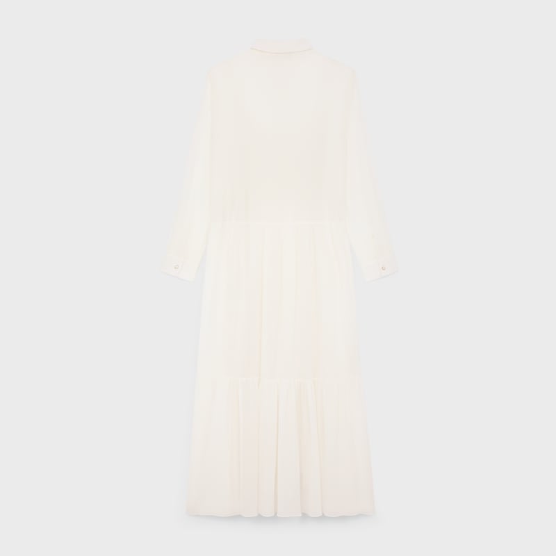 long shirt dress in cotton silk crepon - IVOIRE -  - 1 | CELINE