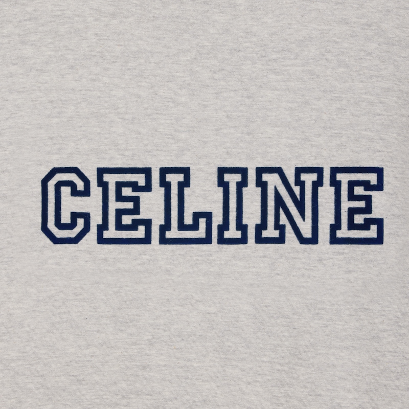 Celine棉質平紋針織標準T恤 - GREY MELANGE/NAVY -  - 1 | CELINE