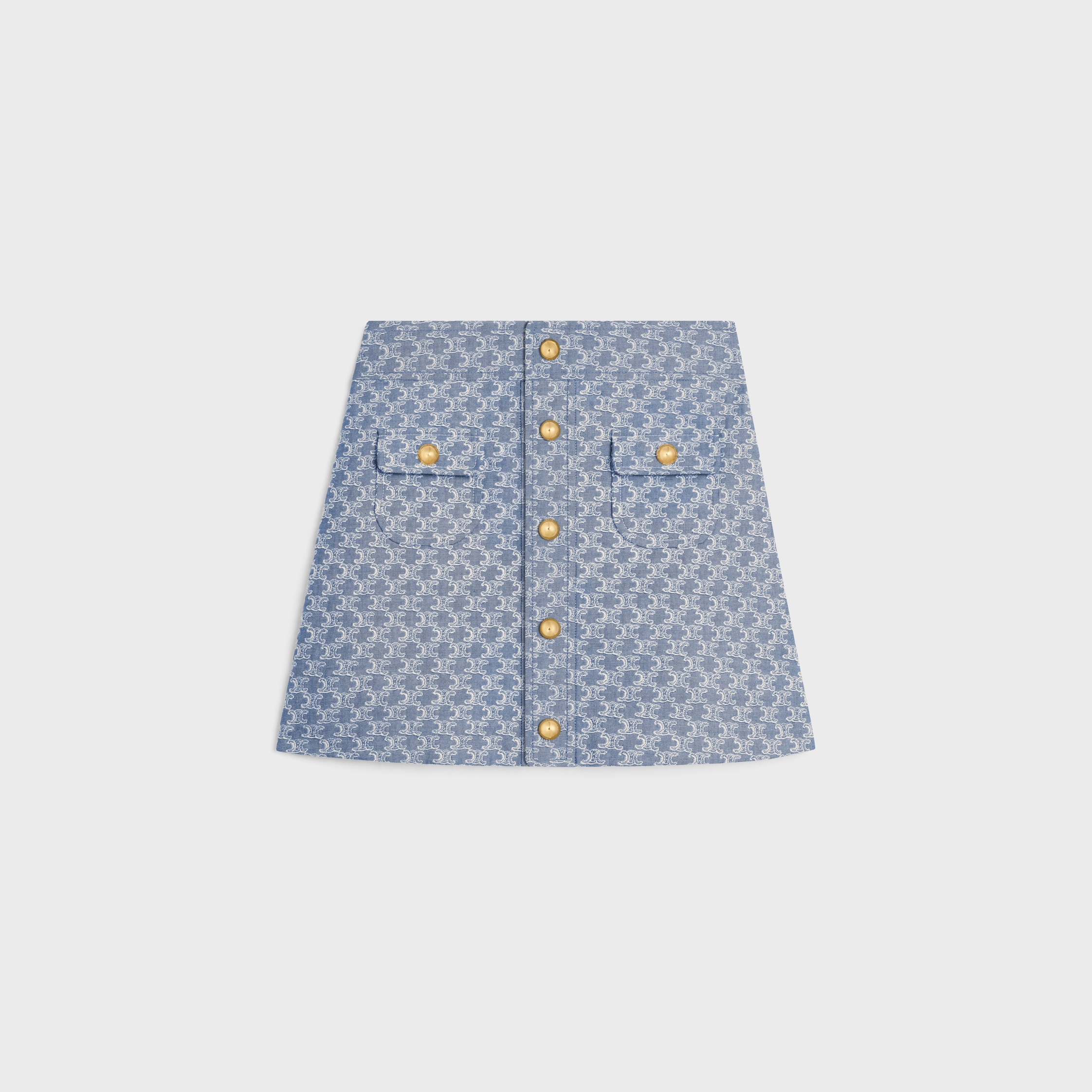 CELINE モノグラム MINI SKIRT MINI SKIRT IN MONOGRAM CHAMBRAY COTTON - | CELINE