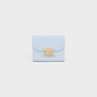 Small Flap Wallet TRIOMPHE IN Shiny calfskin - GLACIER - WALLETS - 1 | CELINE
