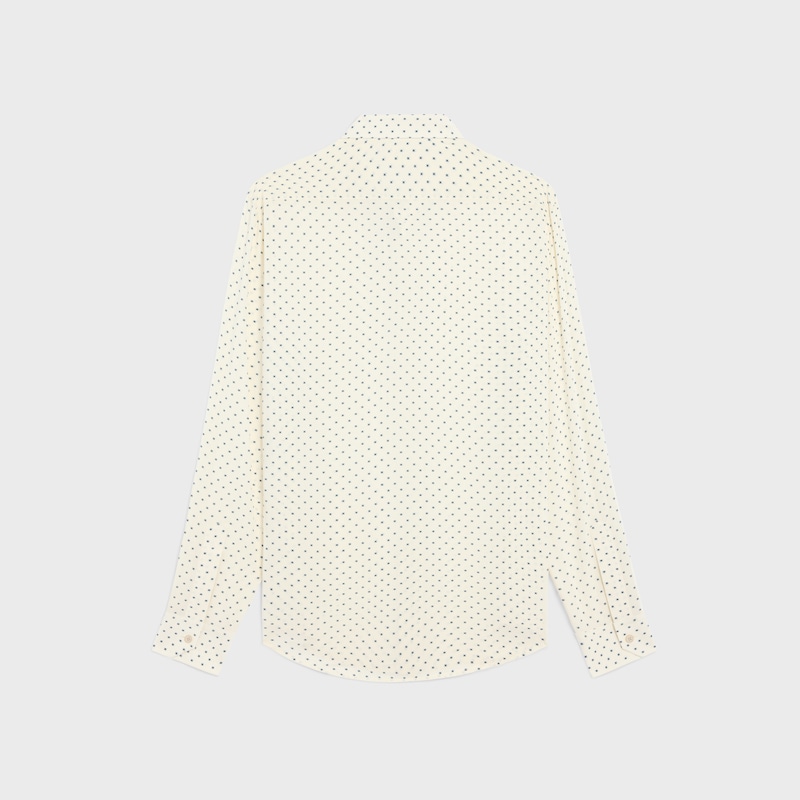 loose shirt in printed viscose - VANILLE/NAVY -  - 1 | CELINE