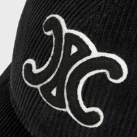 Triomphe baseball cap in corduroy - BLACK -  - 1 | CELINE