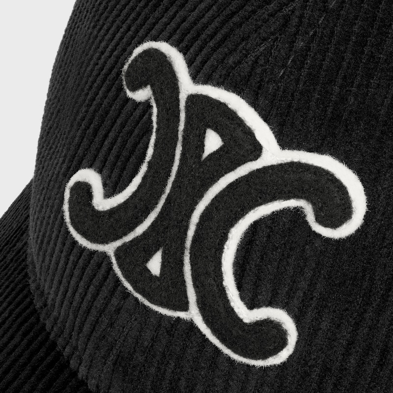 casquette baseball triomphe velours côtelé - Noir -  - 1 | CELINE