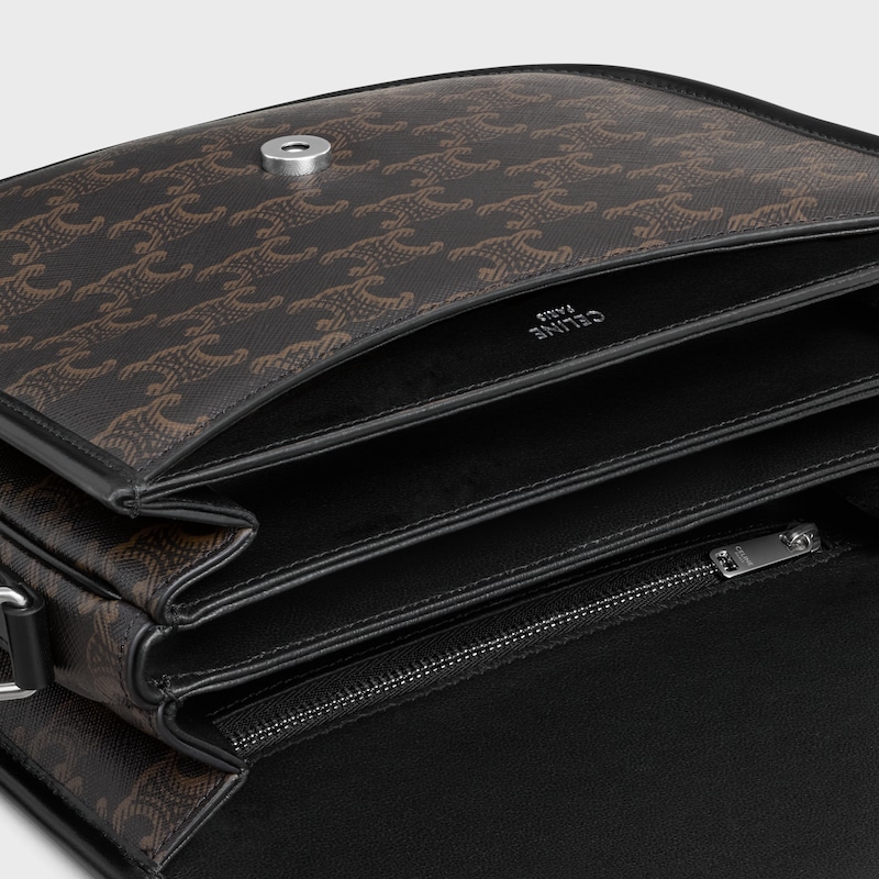 MEDIUM BESACE TRIOMPHE IN TRIOMPHE CANVAS AND CALFSKIN - BLACK - TRIOMPHE CANVAS - 1 | CELINE