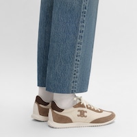 RACER SNEAKER IN NYLON, SUEDE CALFSKIN AND CALFSKIN - OPTIC WHITE / BROWN -  - 2 | CELINE