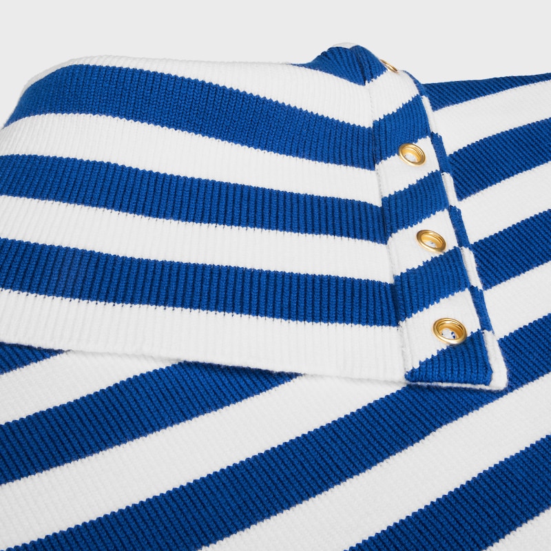 top col montant coton - WHITE/ROYAL BLUE -  - 1 | CELINE